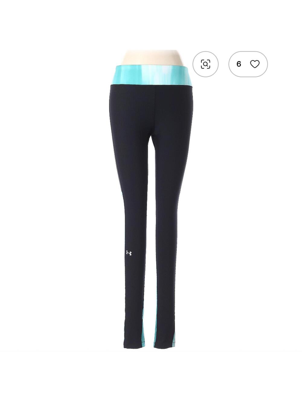 Under Armour Women's Active Pants Size M Black Aqua Leggings